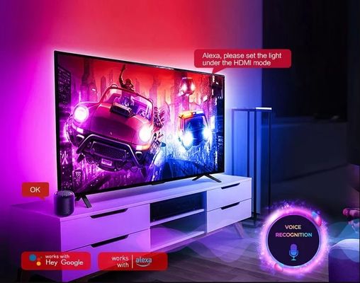 RGB LED Strip Lights With Music Sync Remote Control TV Backlights สําหรับบรรยากาศที่สดใส